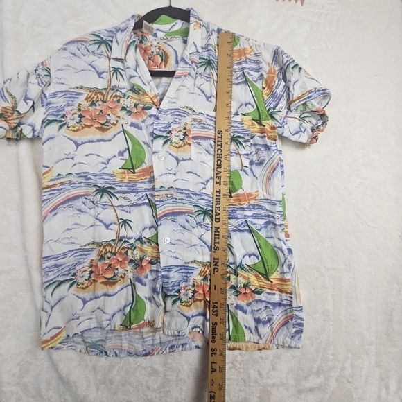 Vintage Hawaiian Shirt Oak Tree Small Tropical Beach Retro Hawaii - Picture 5 of 10